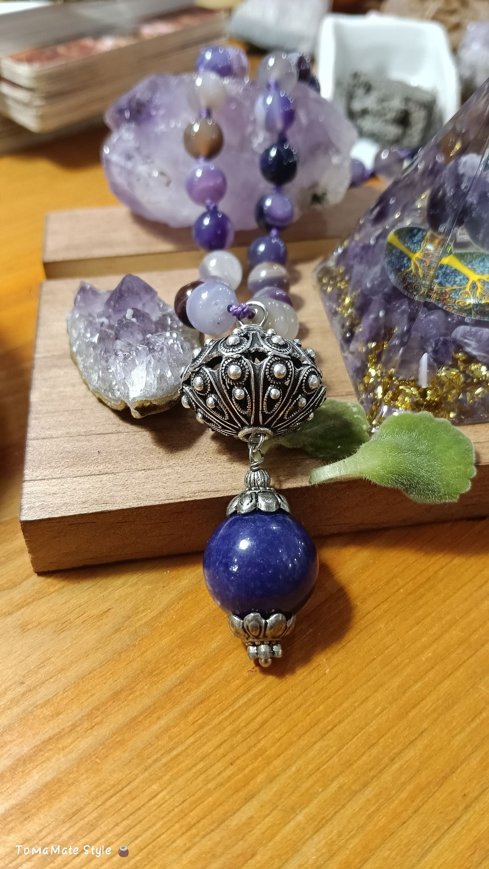Collana Agata Viola - Su Coccu e Bottone Sardo