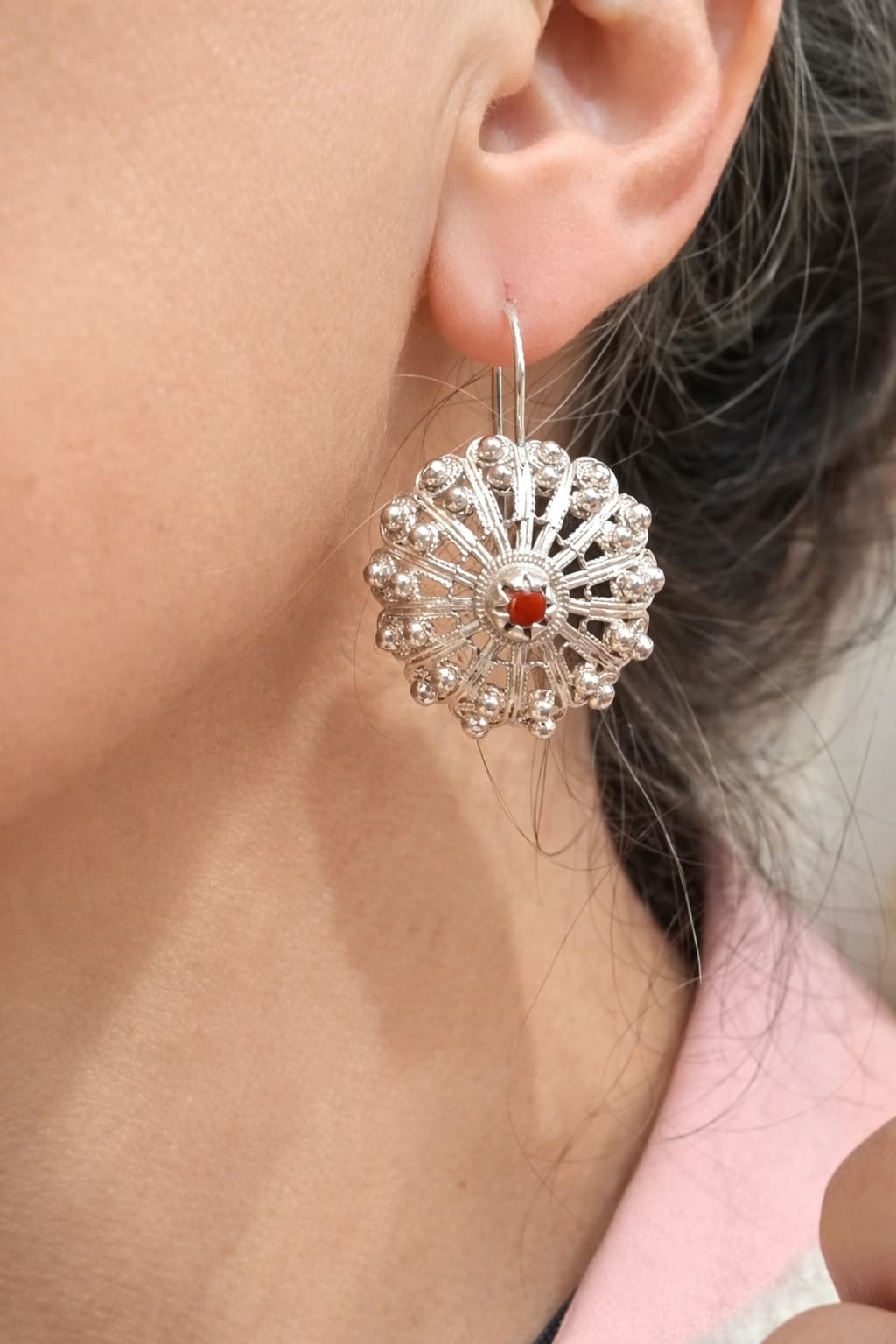 Orecchini filigrana corallo