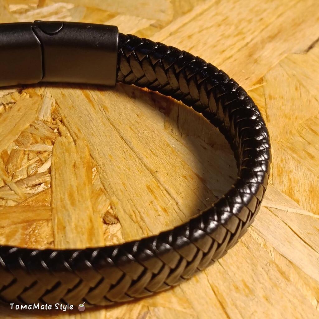 Bracciale Uomo in Ecopelle intrecciata Nero