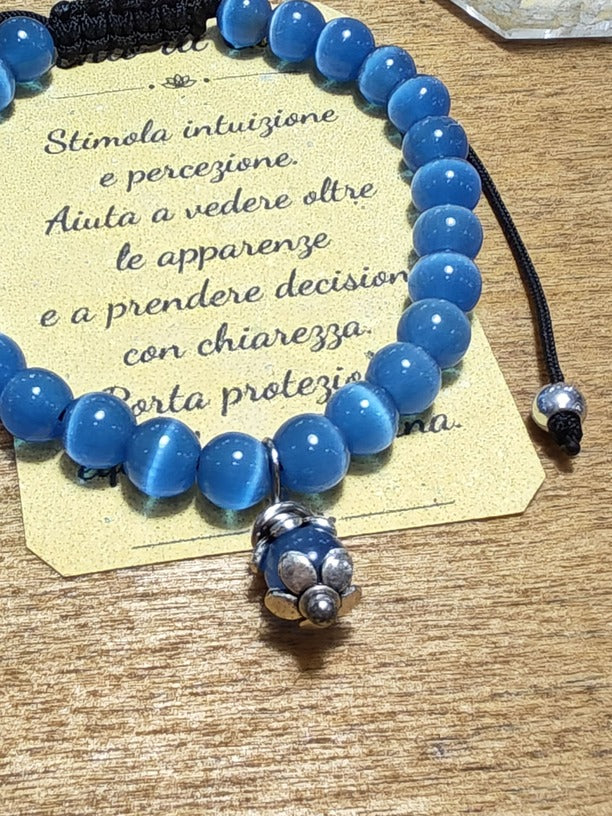 Bracciale Su Coccu Occhio di Gatto Azzurro