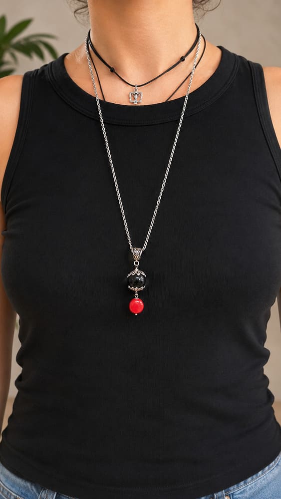 Collana Su Coccu e Corallo irregolare