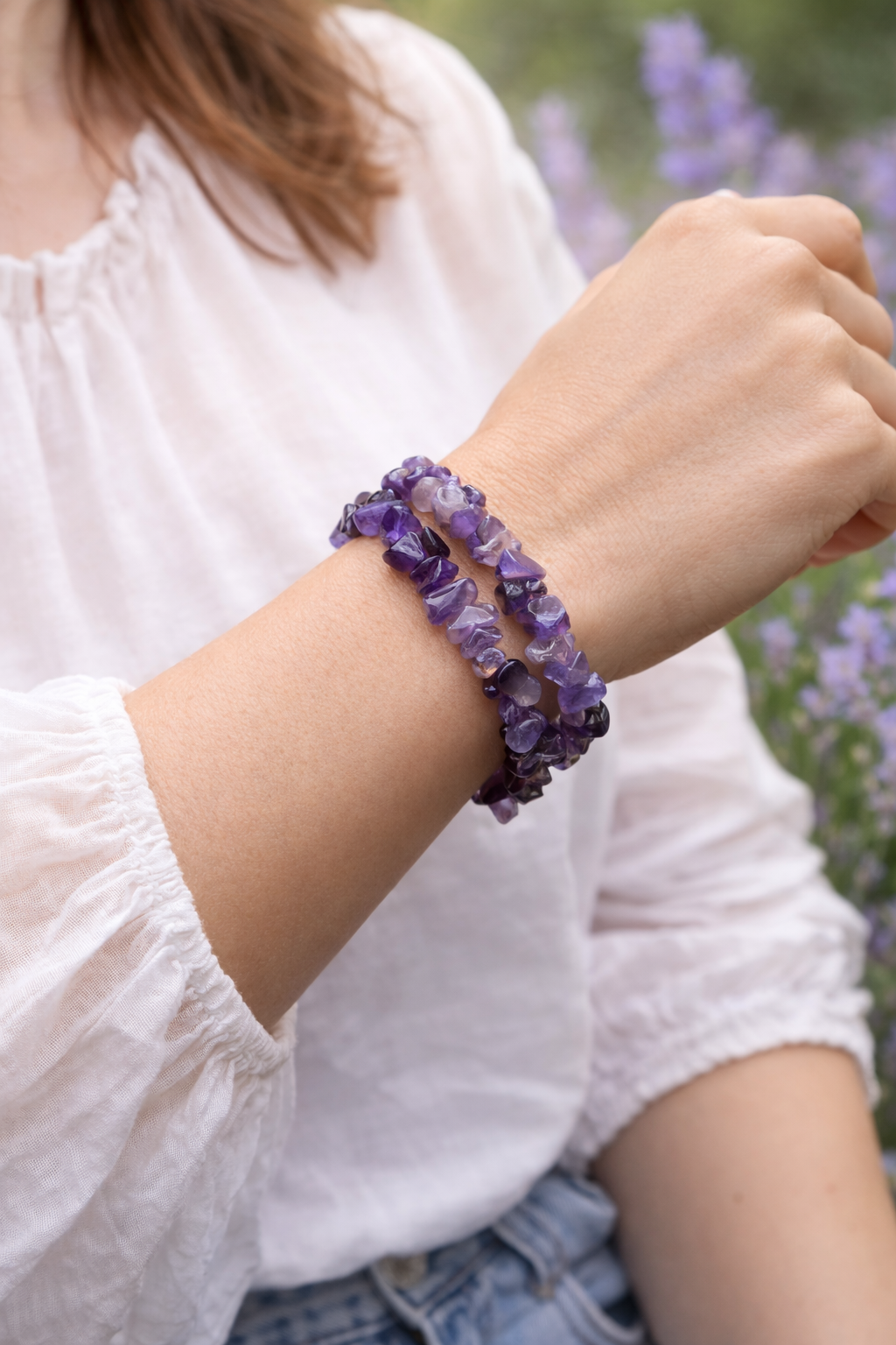 Bracciale elastico Chips Ametista