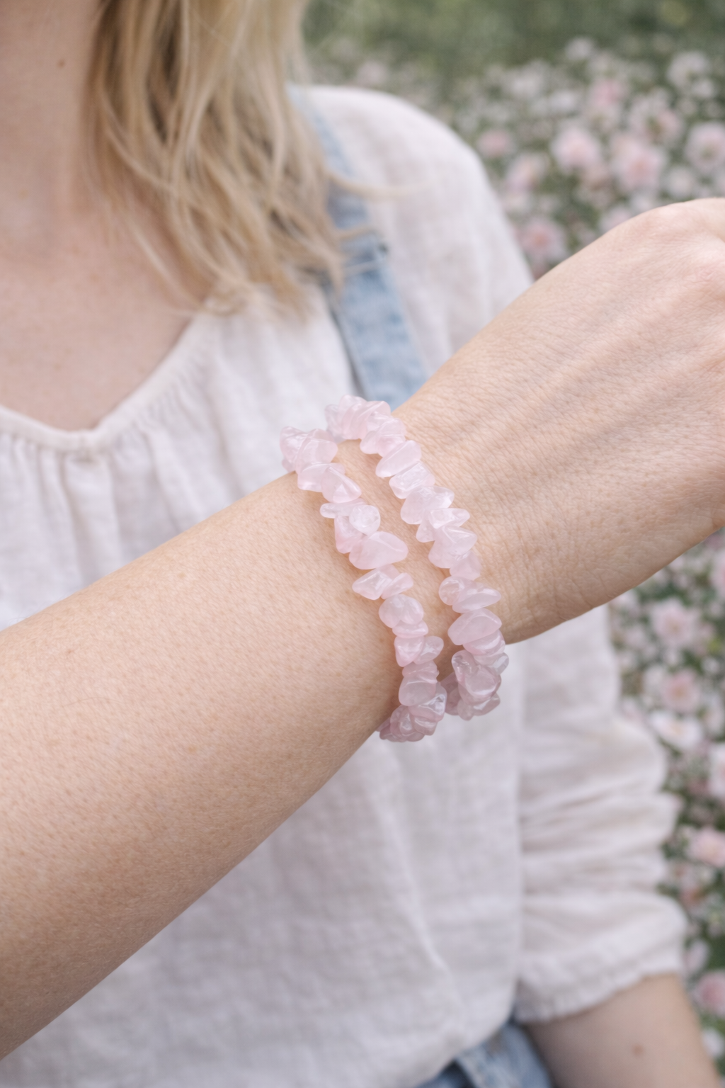 Bracciale elastico Chips Quarzo Rosa