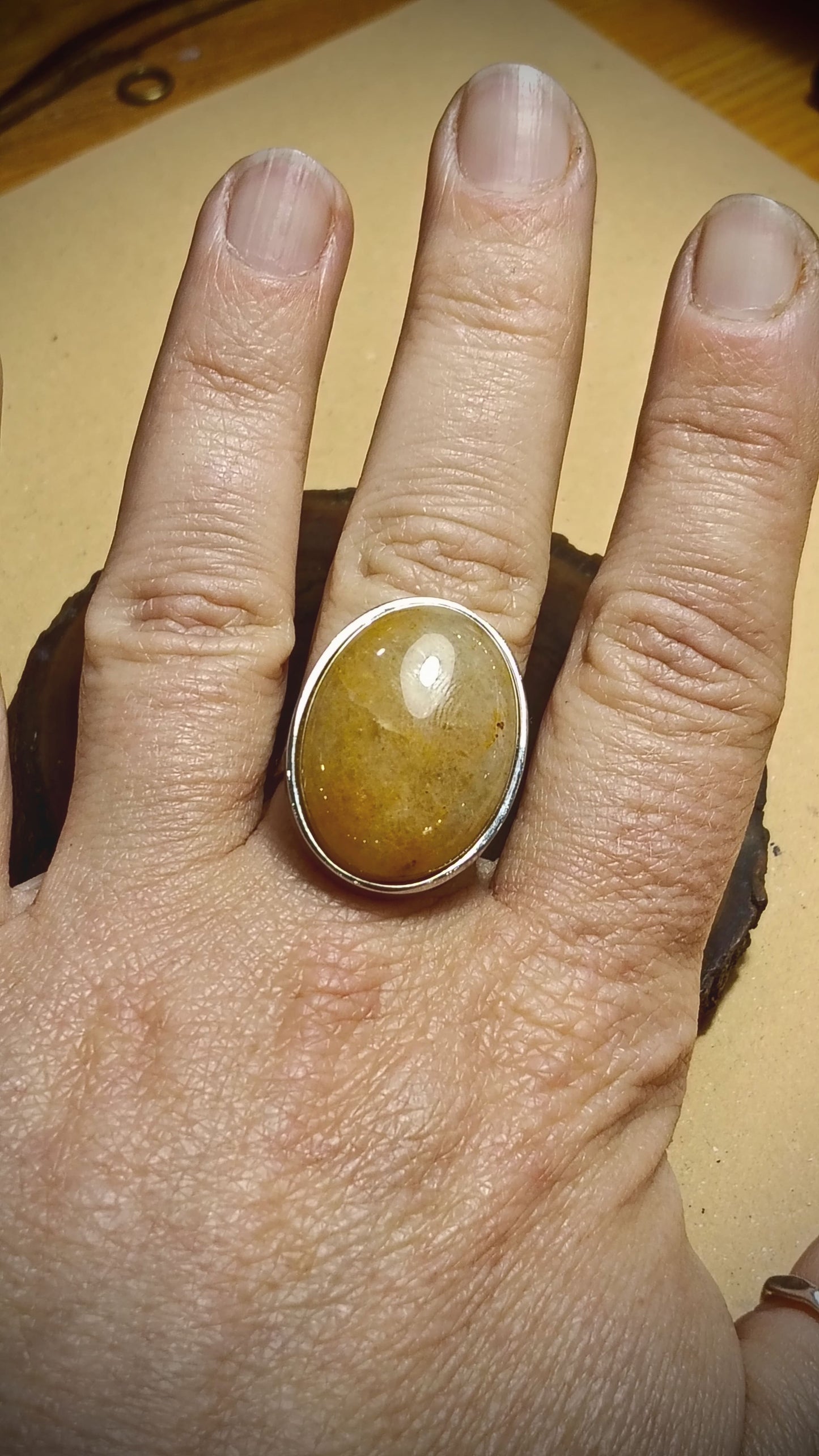 Anello in Topazio giallo naturale regolabile
