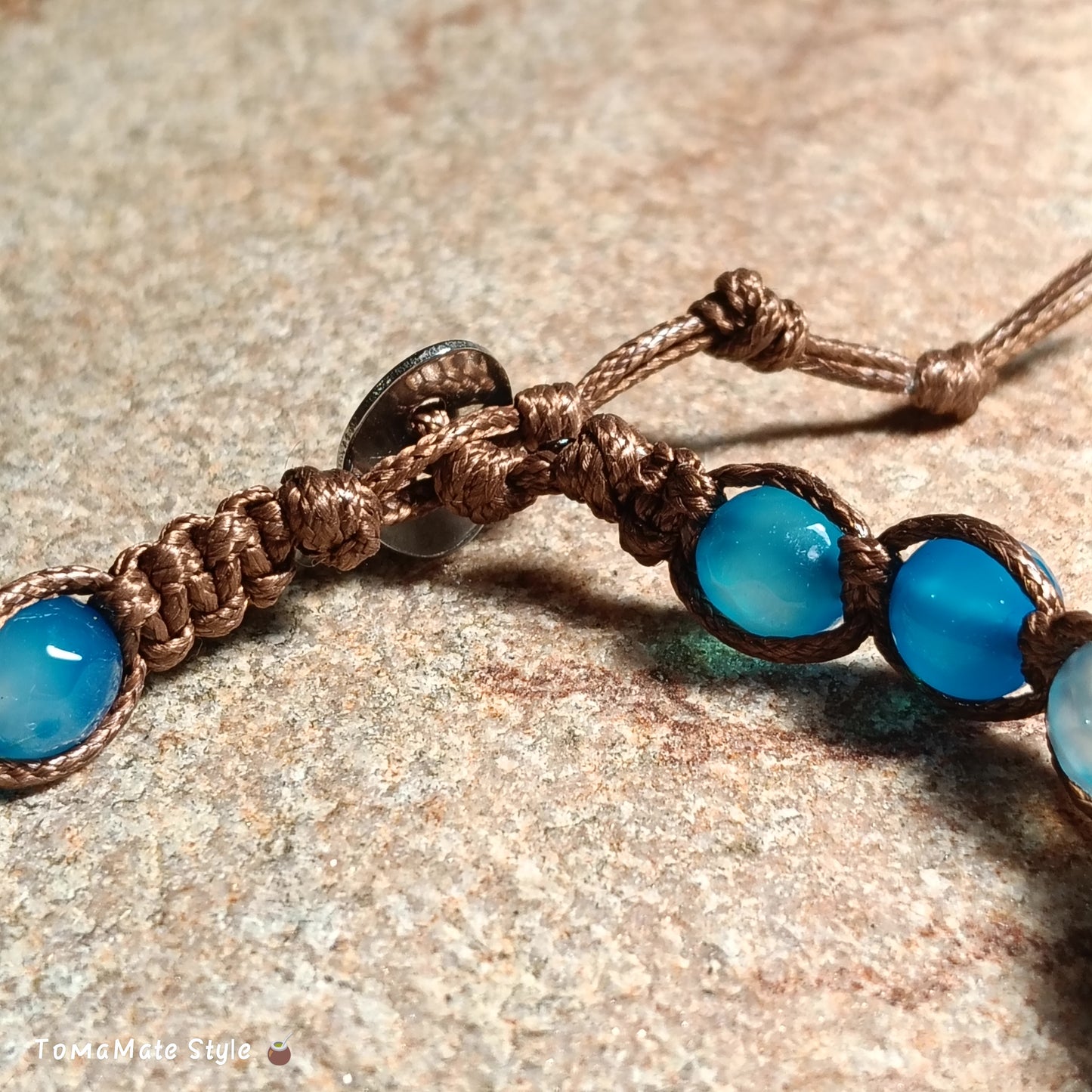 Bracciale Pace Agata Azzurra in Macramè