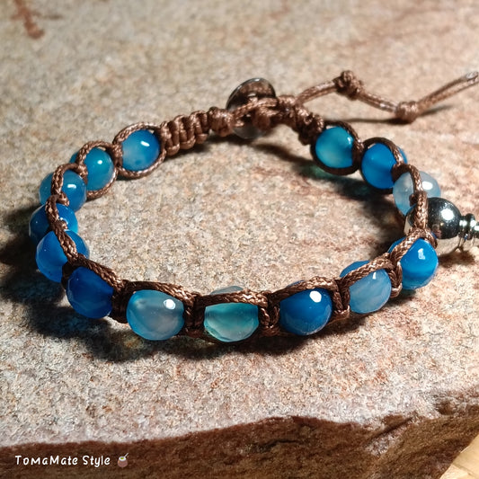 Bracciale Pace Agata Azzurra in Macramè