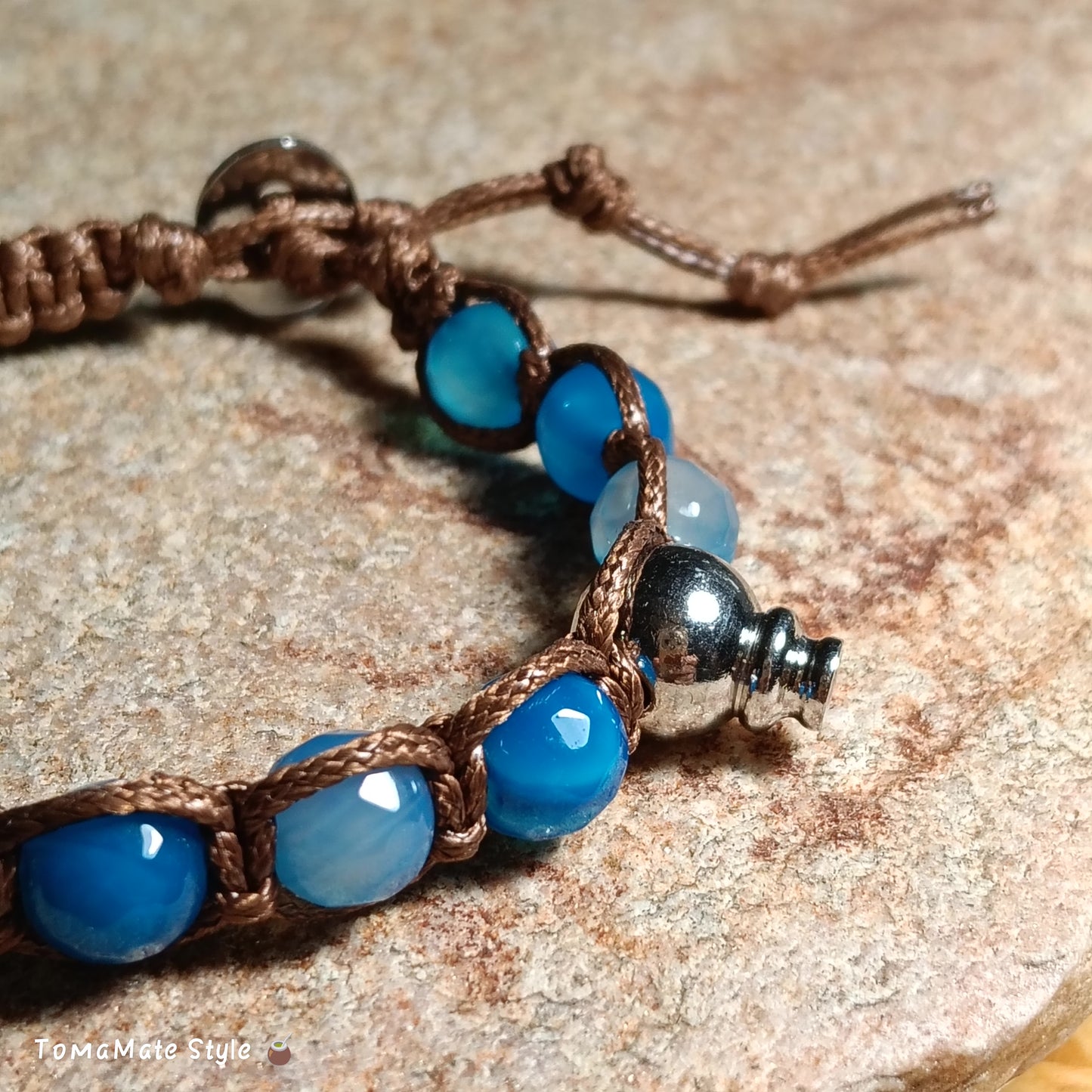 Bracciale Pace Agata Azzurra in Macramè