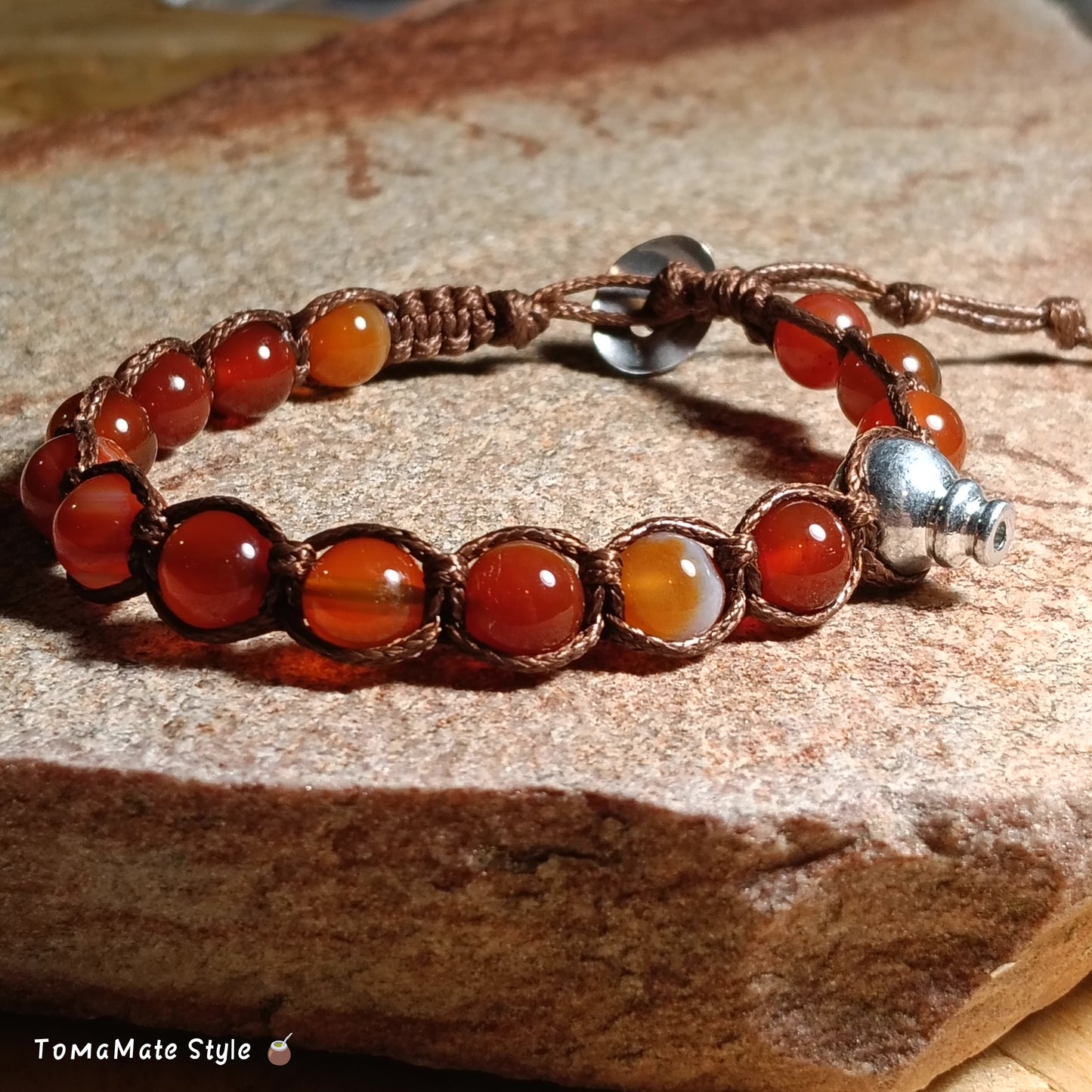 Bracciale Radici Agata Corniola in Macramè