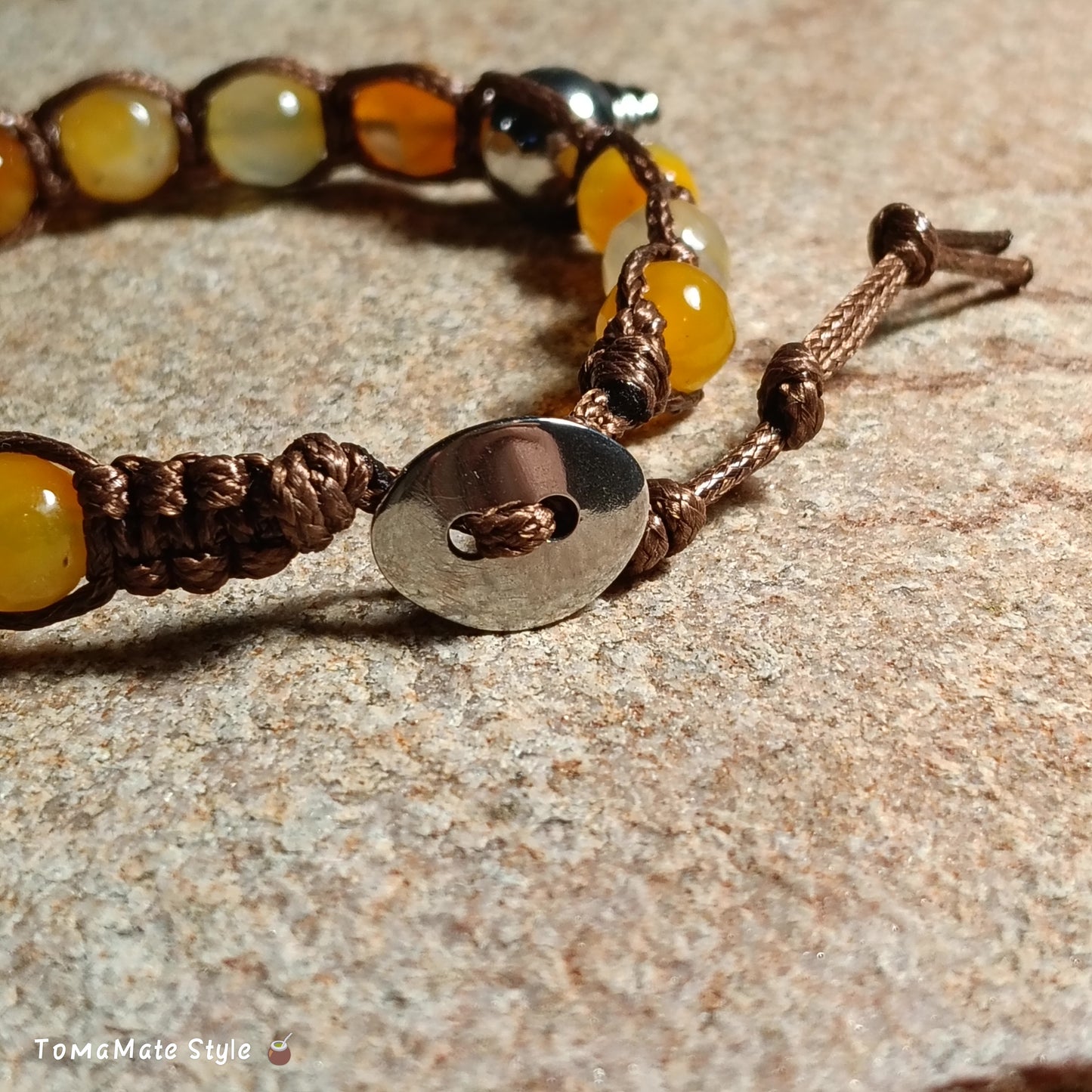 Bracciale Sole Agata Gialla in Macramè