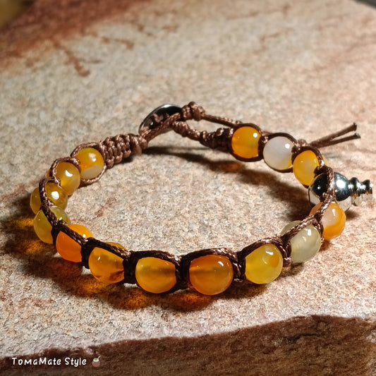 Bracciale Sole Agata Gialla in Macramè
