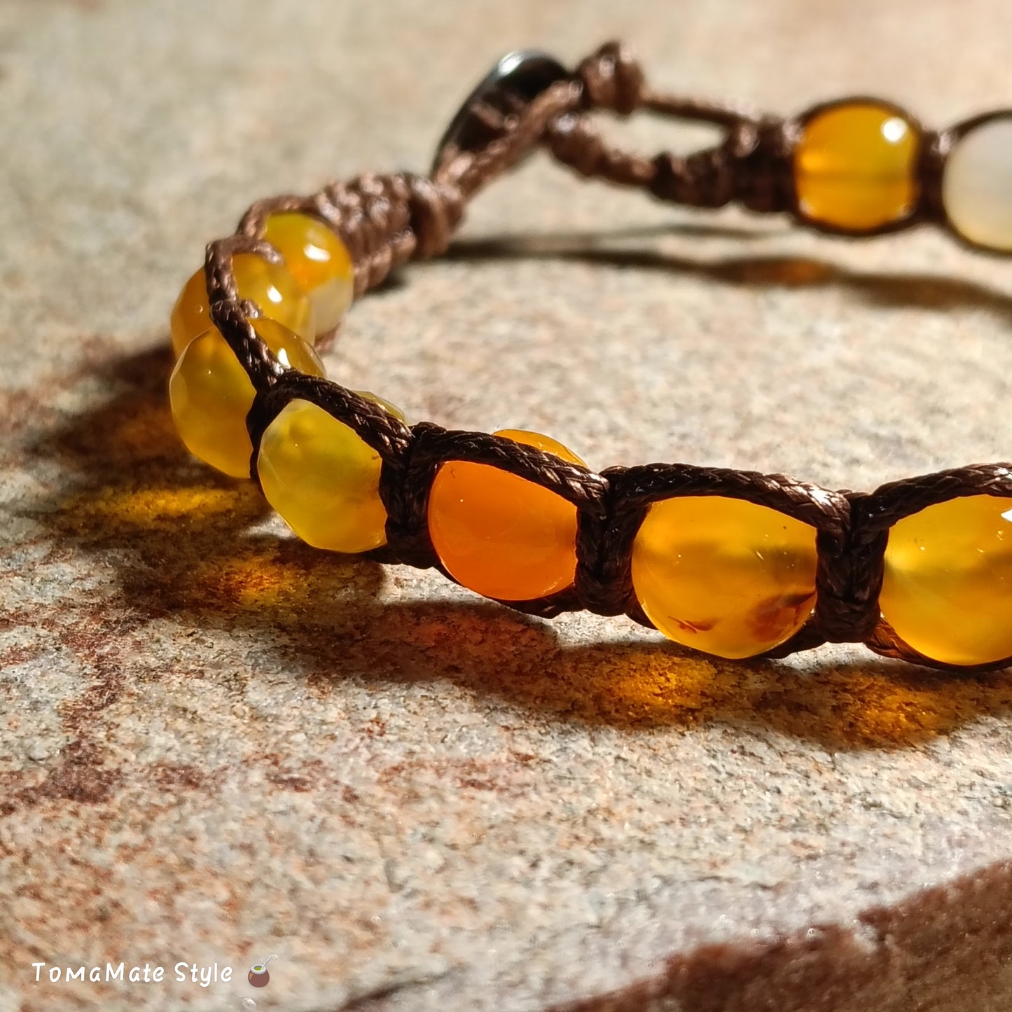 Bracciale Sole Agata Gialla in Macramè