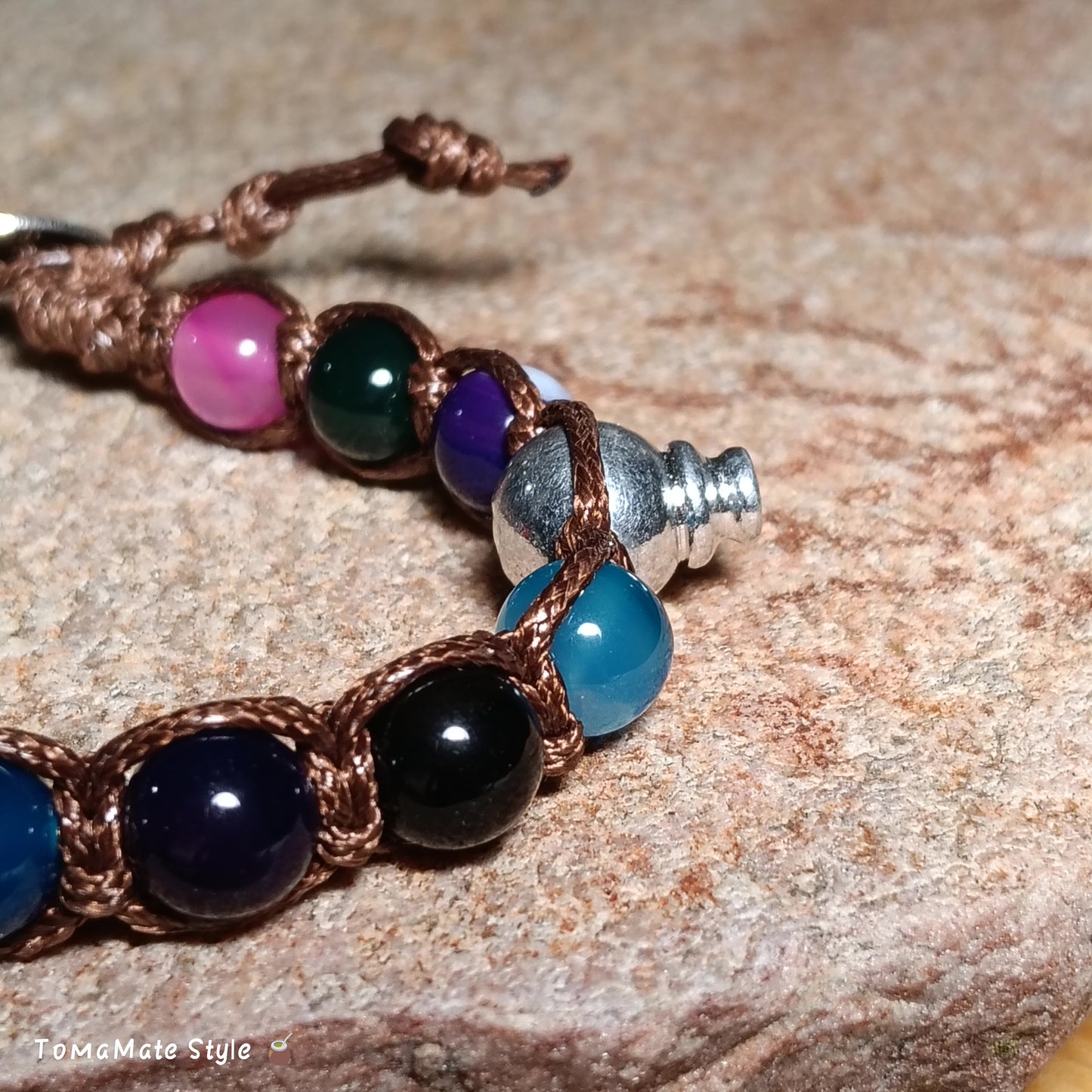 Bracciale Armonia Agata Multicolor in Macramè