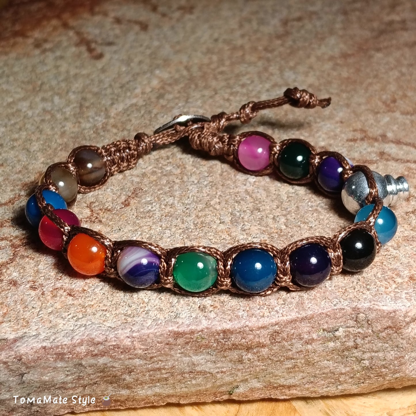 Bracciale Armonia Agata Multicolor in Macramè