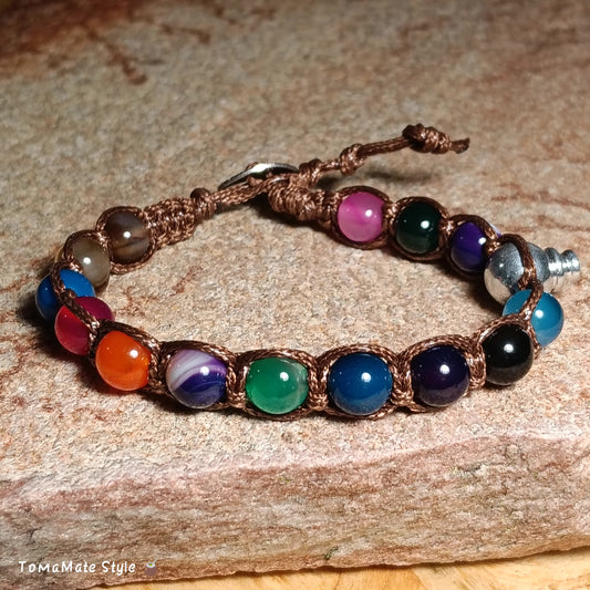 Bracciale Armonia Agata Multicolor in Macramè