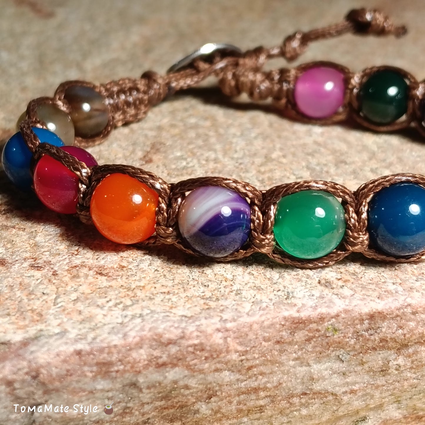 Bracciale Armonia Agata Multicolor in Macramè