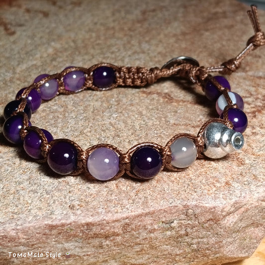 Bracciale Connessione Agata Viola in Macramè
