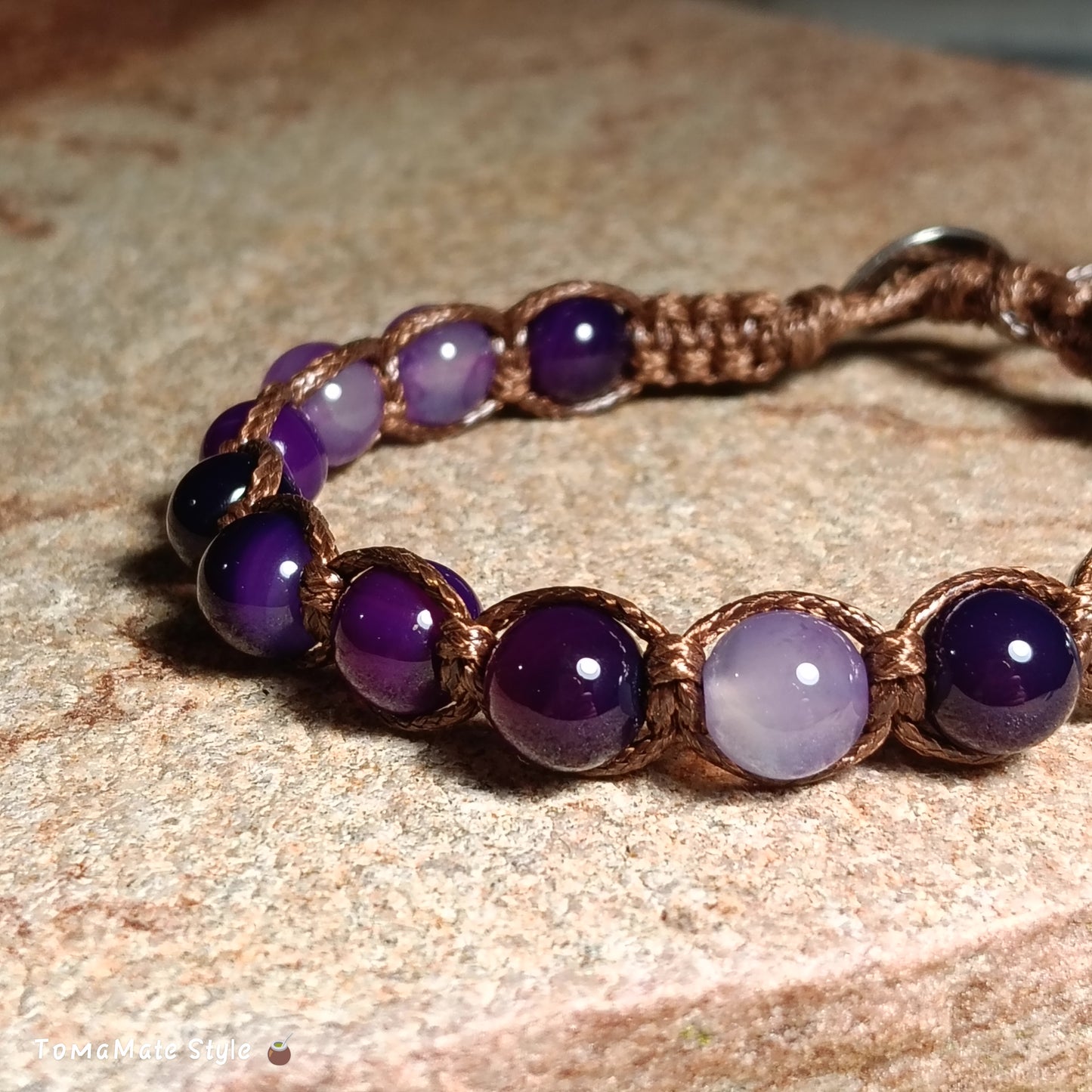 Bracciale Connessione Agata Viola in Macramè