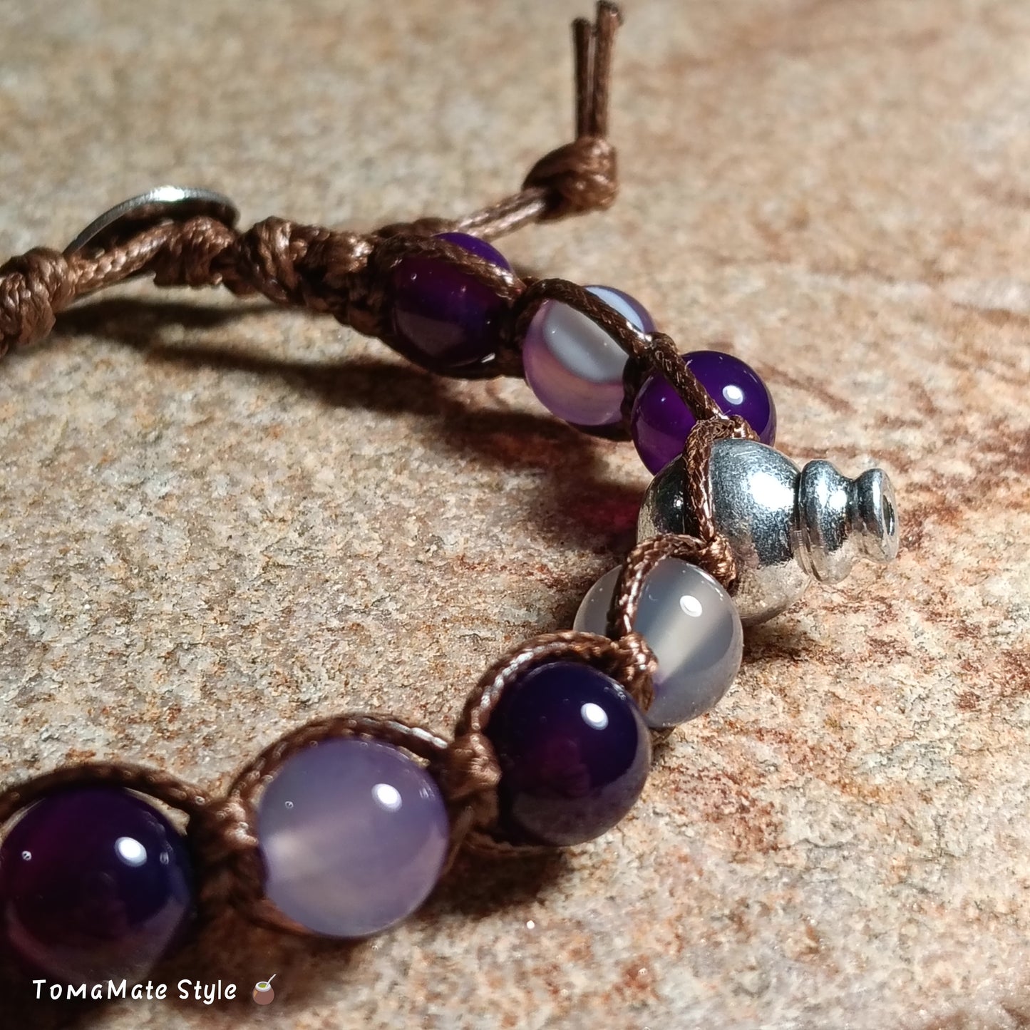 Bracciale Connessione Agata Viola in Macramè