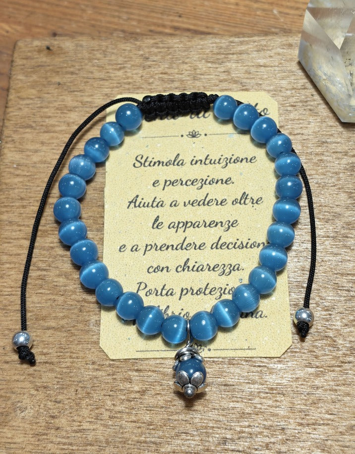 Bracciale Su Coccu Occhio di Gatto Azzurro