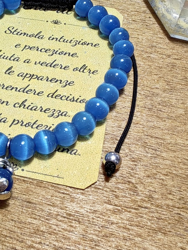 Bracciale Su Coccu Occhio di Gatto Azzurro