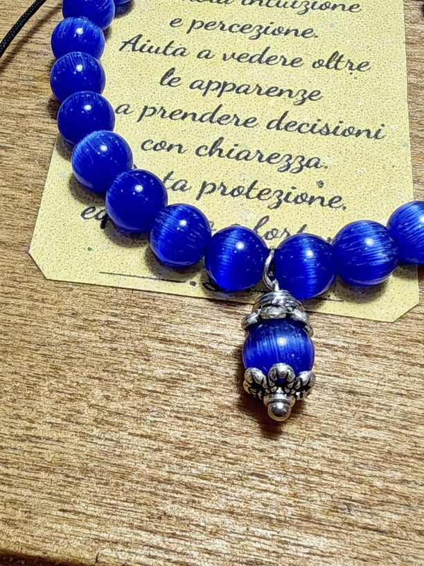 Bracciale Su Coccu Occhio di Gatto Blu