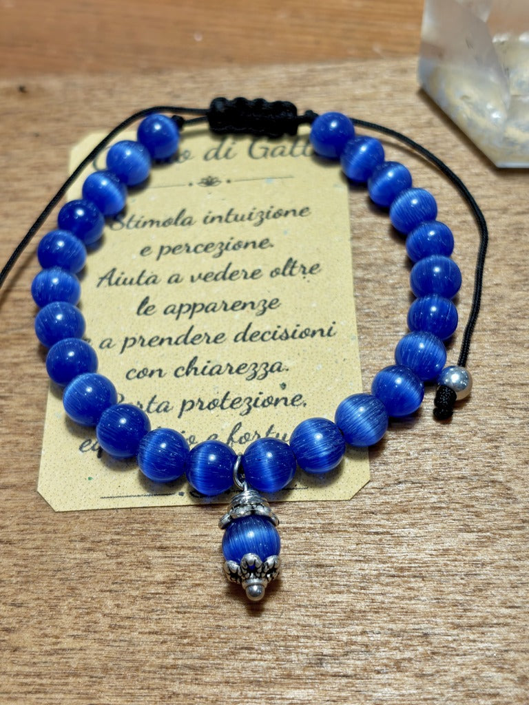 Bracciale Su Coccu Occhio di Gatto Blu