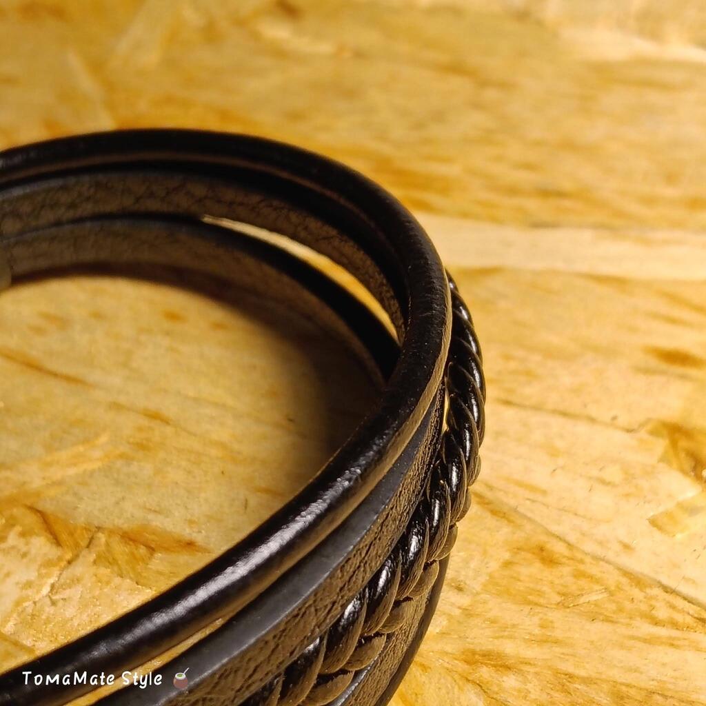 Bracciale Uomo Multifilo in Ecopelle Marrone Intrecciata