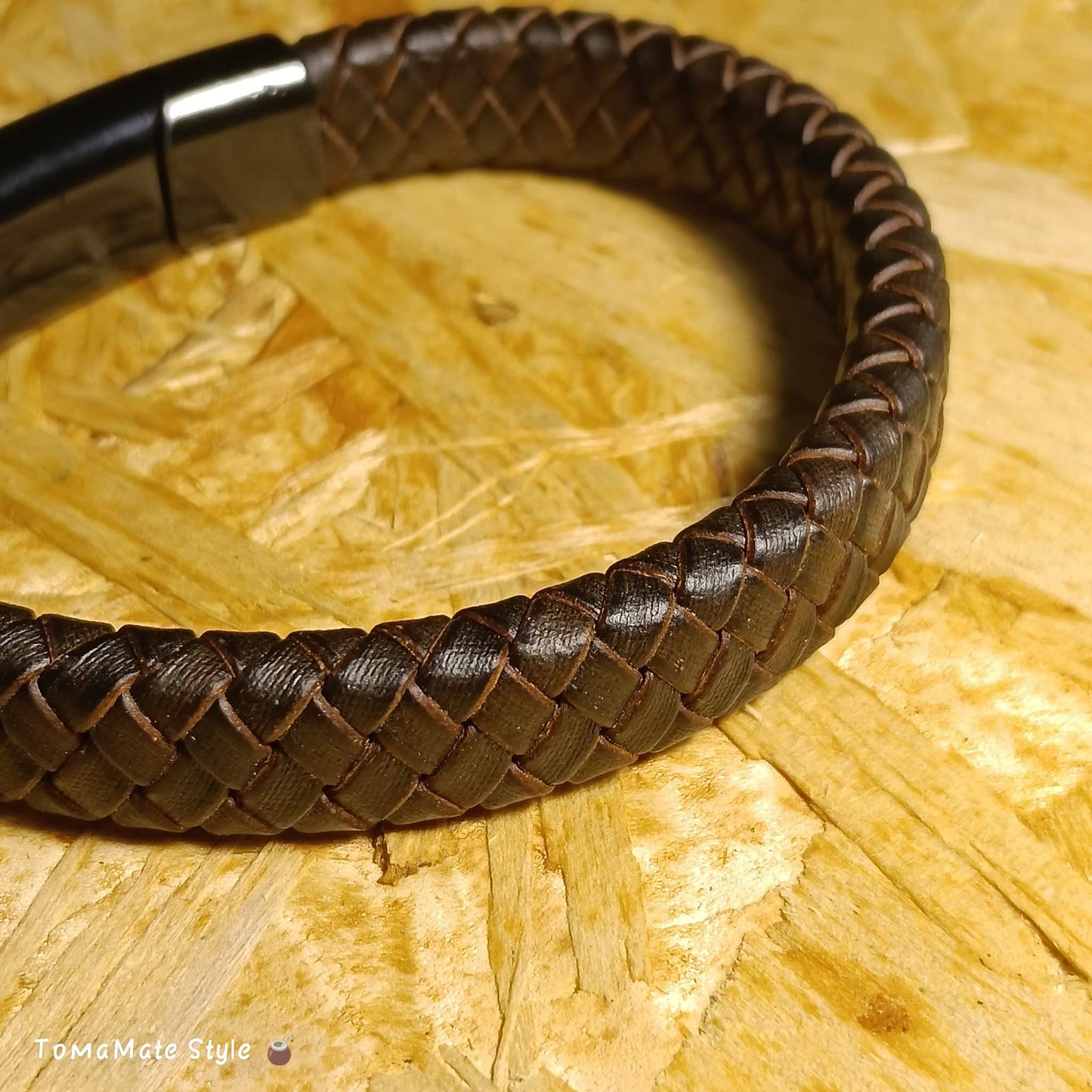 Bracciale Uomo in Ecopelle intrecciata Marrone