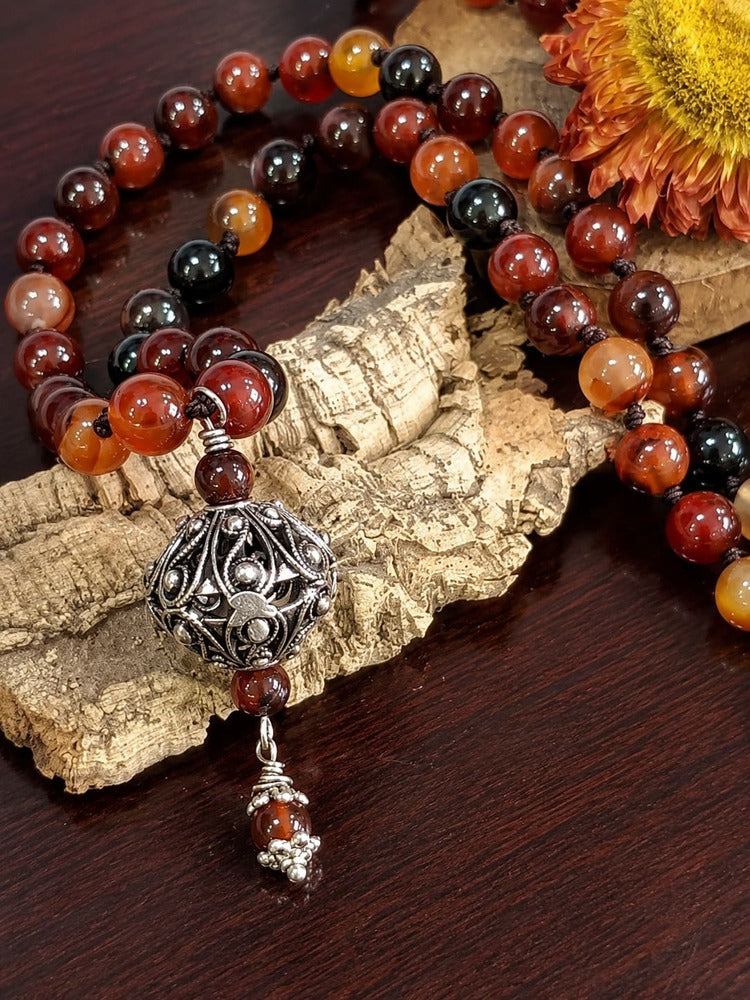Collana Bottone Sardo e Agata corniola