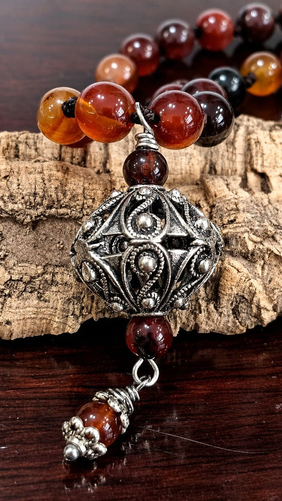 Collana Bottone Sardo e Agata corniola