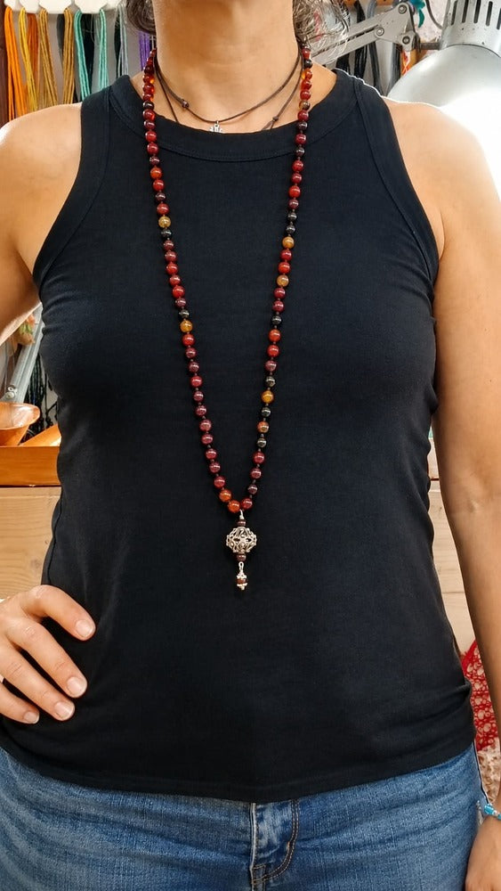 Collana Bottone Sardo e Agata corniola