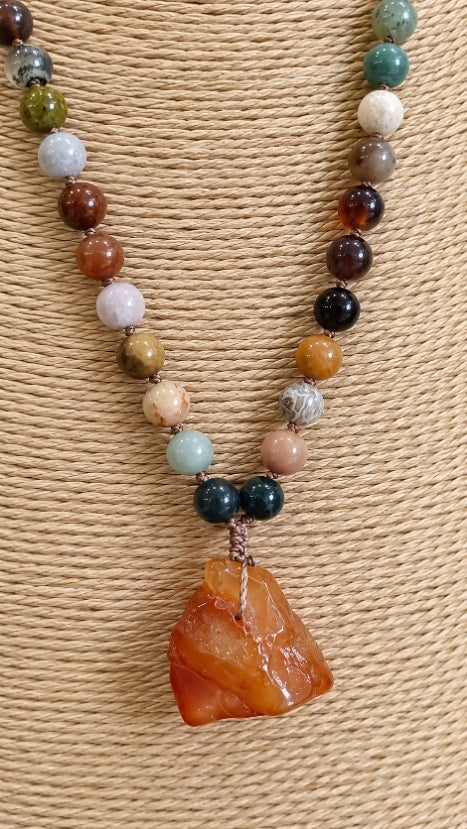 Collana Equinozio – Corniola Grezza e Agate