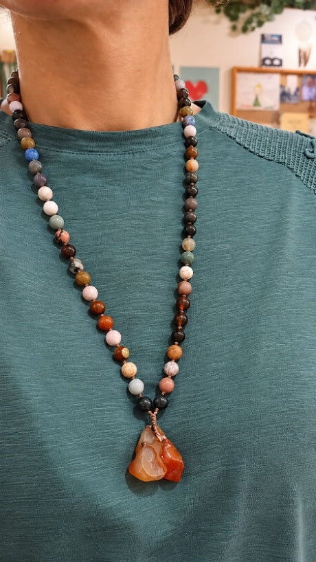 Collana Equinozio – Corniola Grezza e Agate