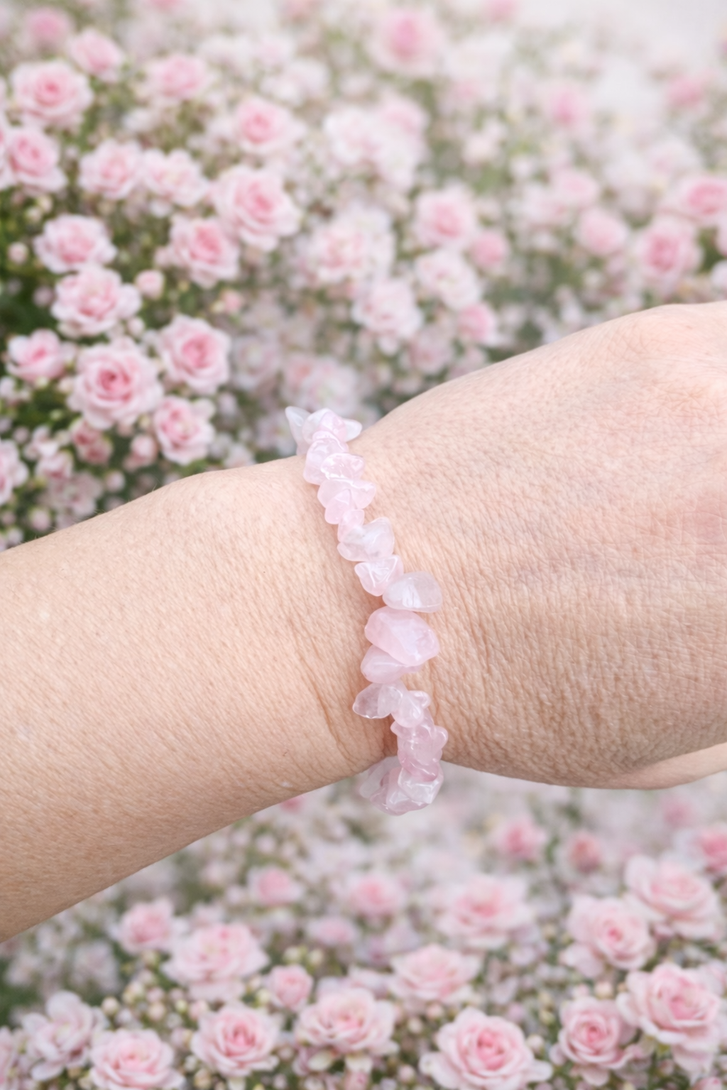 Bracciale elastico Chips Quarzo Rosa