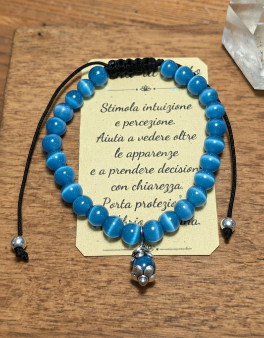 Bracciale Su Coccu Occhio di Gatto Azzurro