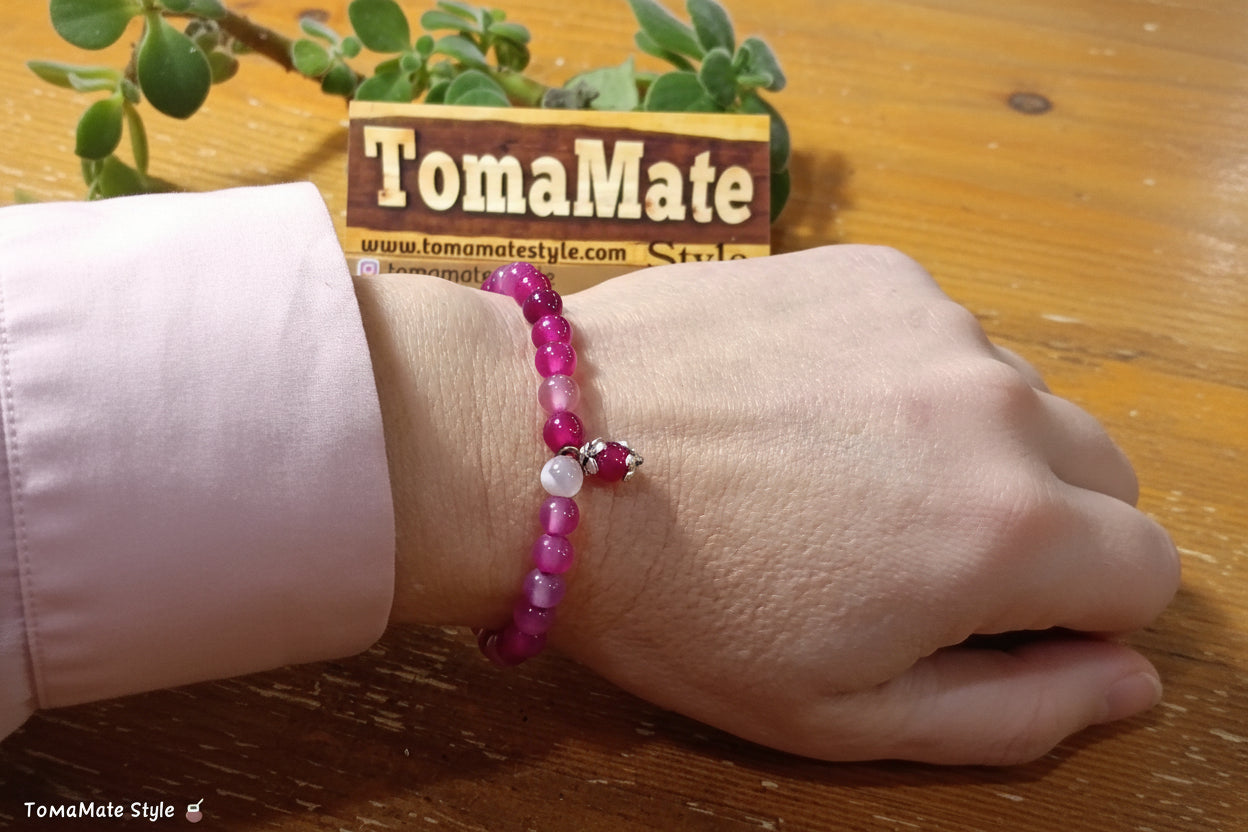 Bracciale Su Coccu Agata Fucsia