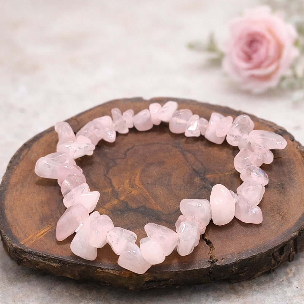 Bracciale elastico Chips Quarzo Rosa